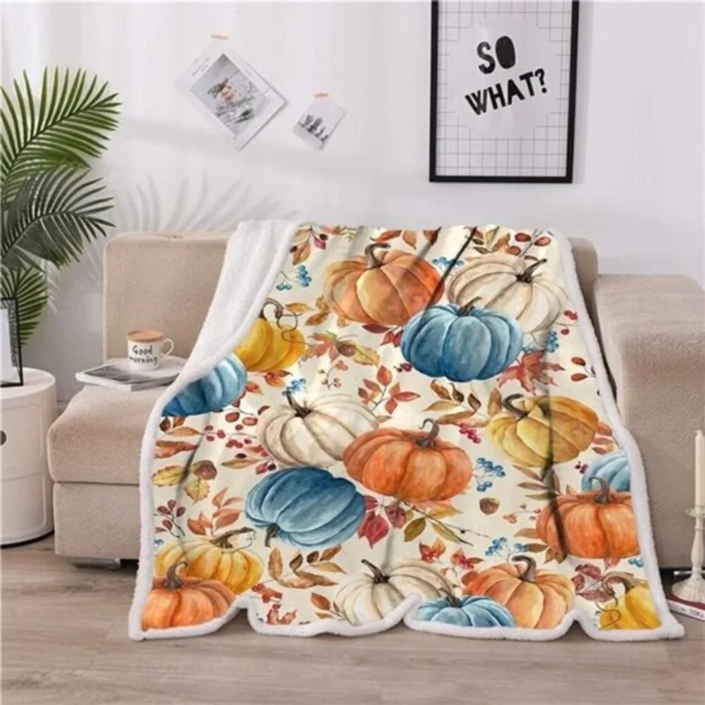 Fall Pumpkins Throw Blanket - Cozy‎ Autumn Fleece, 40